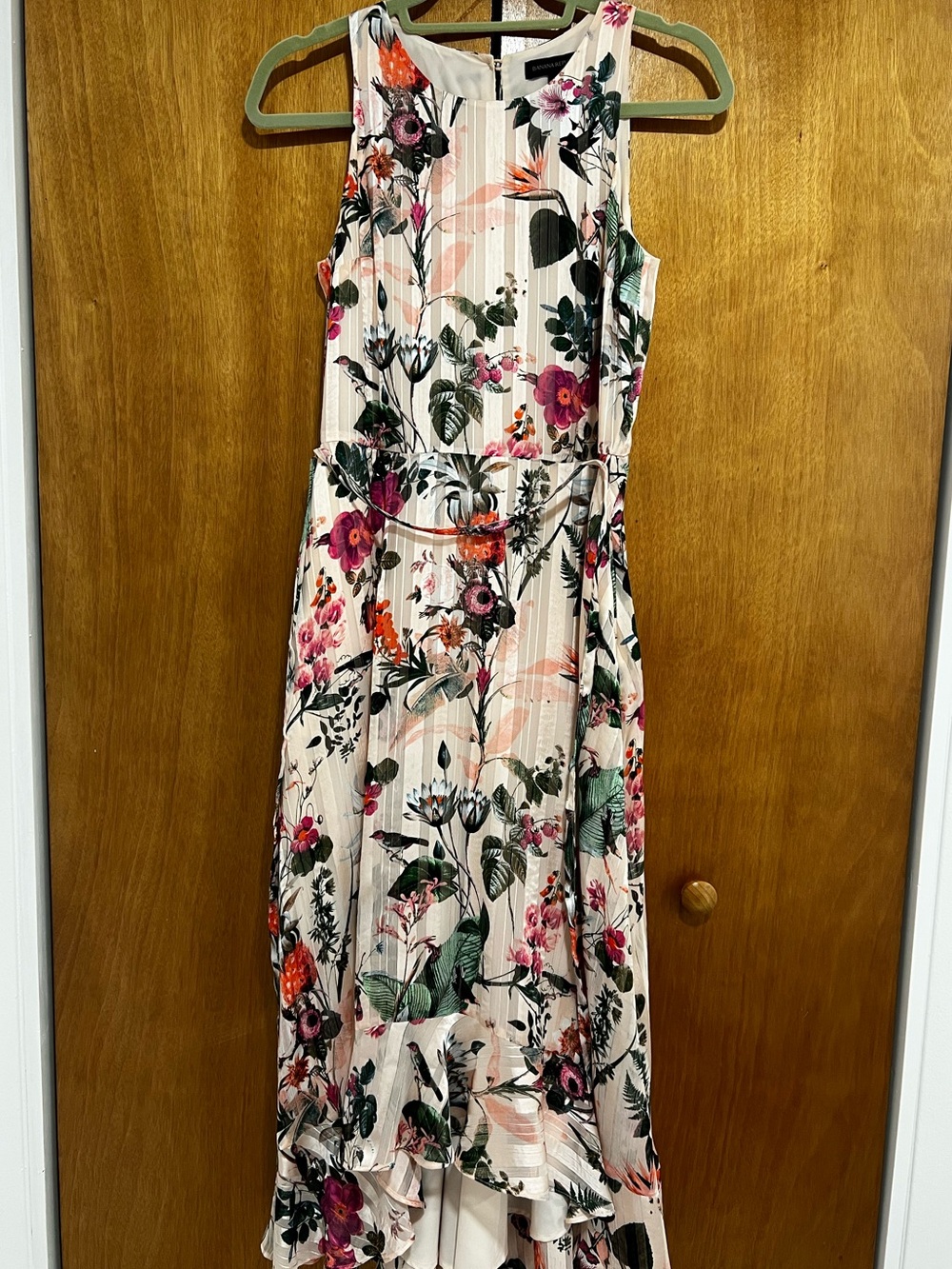 Banana Republic Floral Sleeveless Maxi Dress in Blush Pink and Green